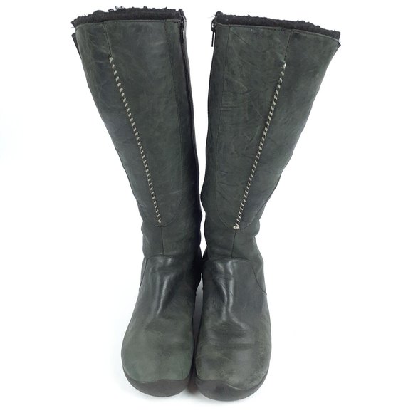 KEEN Bern Knee High Orla Boots Womens US 8 Leather 16" Tall 1.5" Heel Black 5464 - Picture 2 of 11